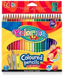 Kredki ołówkowe trójkątne z temperówką COLORINO Kids - 24 kolory