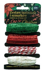 Zestaw do pakowania prezentów Interdruk Christmas - tasiemki i sznurki