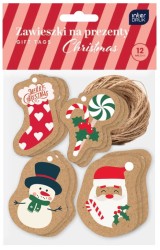 Zawieszki na prezenty kraft Interdruk Christmas - 12 sztuk