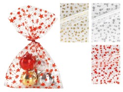 Torebka prezentowa foliowa (celofanowa) 16 x 25 cm - gwiazdki - różne kolory