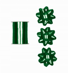 Zestaw do pakowania prezentów Incood - wstążka i rozetki - zielone z metalicznym satynowym wykończeniem