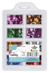 Cekiny Titanum Craft-Fun Series 8 mm - 8 x 3g - złote, srebrne, czerwone, granatowe, zielone, odcienie miedzi i różu