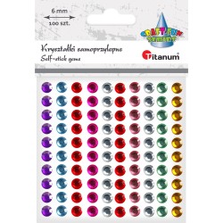 Kryształki samoprzylepne okrągłe Craft-Fun Series ∅6mm - 100 sztuk - mix kolorów