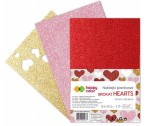 Arkusze piankowe samoprzylepne Happy Color Brokat Hearts A5 - naklejki w kształcie serca
