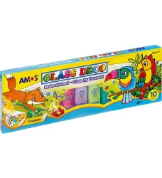 Farby witrażowe Amos Glass Deco 22ml - 9 kolorów + czarny kontur 40ml