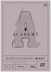 Blok rysunkowy A3 100g Interdruk Academy - biały - 20 arkuszy