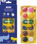 Farby akwarelowe Interdruk BEBE Kids 12 kolorów
