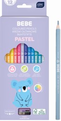 Kredki ołówkowe trójkątne Interdruk BEBE Kids Pastel - 12 kolorów pastelowych