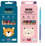 Kredki ołówkowe trójkątne dwustronne Interdruk BEBE Friends - 12+12 kolorów (12 sztuk/24 kolory)