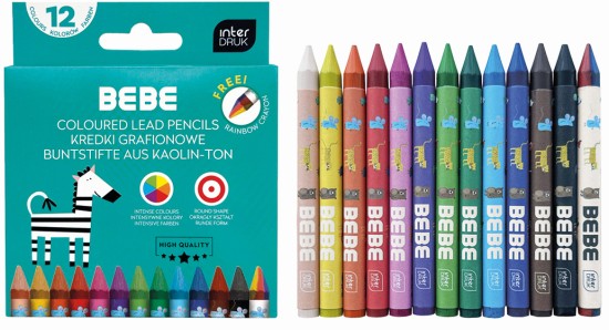 Kredki grafionowe 12 +1 kol. BEBE Kids 5902277362926.jpg
