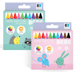 Kredki świecowe (woskowe) Interdruk BEBE Kids Pastel - 10 kolorów