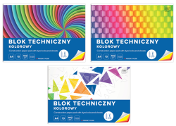 Blok techniczny A4 Interdruk 160g - kolorowy - 10 arkuszy