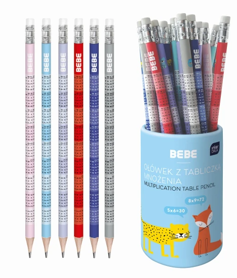 Ołowek z gumka i tabliczka mnozenia BEBE Kids 5902277357564.jpg