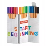 Zestaw cienkopisów Stabilo point 88 końcówka F 0,4mm w kartonowym opakowaniu składanym w zygzak - 18 kolorów