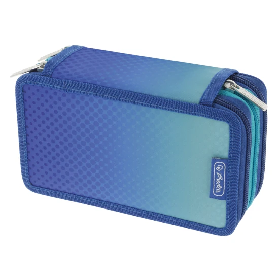 piórnik trzykomorowy herlitz z wyposażeniem niebieski ombre.webp