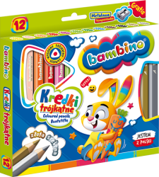 Kredki ołówkowe trójkątne grube Majewski Bambino Jumbo - 12 kolorów