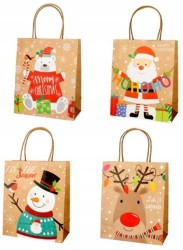 Torebka prezentowa kraft świąteczna Incood 21 x 25,5 x 10 cm - różne wzory