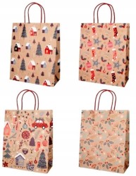 Torebka prezentowa świąteczna Incood Kraft 26 x 32 x 12 cm - różne wzory