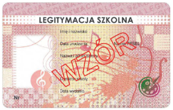 ART/100 E-legitymacja dla uczniów szkoły artystycznej na karcie PCV  mikroprocesorem Unique 125 kHz - blankiet niespersonalizowany