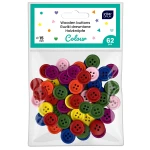 Guziki drewniane Interdruk ∅15mm 62 sztuki - mix kolorów
