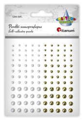 Perełki samoprzylepne Titanum Craft-Fun Series - ∅3/4/6 mm 120 sztuk - białe i złote