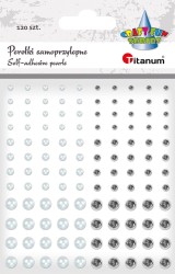 Perełki samoprzylepne Titanum Craft-Fun Series - ∅3/4/6 mm 120 sztuk - białe i srebrne