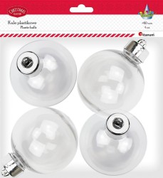 Bombki plastikowe z zakrętką Titanum Craft-Fun Series Ø 80 mm - 4 sztuki