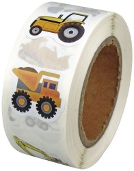 Naklejki papierowe na taśmie Titanum Maszyny budowlane - 500 sztuk