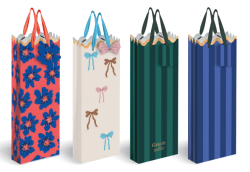 Torebka prezentowa na butelkę długa Interdruk Gold Shape 13 x 36 x 10 cm - różne wzory