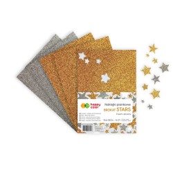 Arkusze piankowe samoprzylepne Happy Color Brokat Stars A5 - naklejki w kształcie gwiazdek