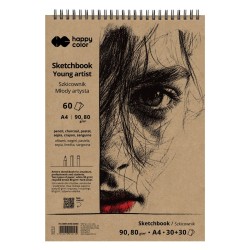 Szkicownik Młody Artysta biało-brązowy (zeszyt) Happy Color A4 - na spirali górnej