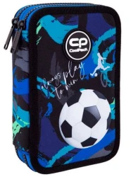 Piórnik szkolny z wyposażeniem dwukomorowy CoolPack Jumper 2 Football Navy