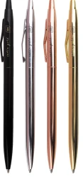 Długopis olejowy automatyczny slim Interdruk Satin Gold - NIEBIESKI - różne kolory obudowy