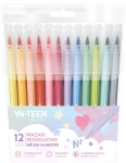 Pisaki (mazaki) pędzelkowe Interdruk Yn-Teen Pastel 12 kolorów