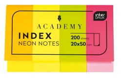 Zakładki indeksujące Interdruk Academy Neon proste 50 x 20 mm - 4 kolory - 200 sztuk