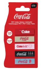 Zakładki indeksujące Interdruk Coca-Cola PET proste 12 x 45 mm - 5 wzorów - 125 sztuk