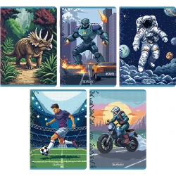 Zeszyt A5 Herlitz Pixel 32-kartkowy w wąskie kolorowe linie - różne wzory okładek