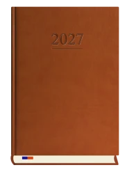 Kalendarz książkowy dzienny 2027 Michalczyk i Prokop A4 - ciemny brąz (1 dzień - 1 strona)