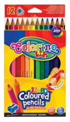 Kredki ołówkowe trójkątne z temperówką COLORINO Kids Jumbo - 12 kolorów