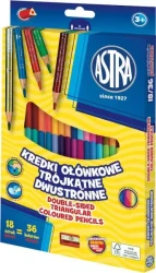 Kredki ołówkowe dwustronne ASTRA - 18+18 kolorów (18 sztuk/36 kolorów)