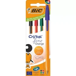Długopis BIC Fine Orange 0,8mm - zestaw 4 podstawowych kolorów