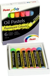 Kredki pastelowe (pastele) olejne Pentel - 6 kolorów fluorescencyjnych