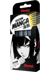 Zestaw cienkopisów kalibrowanych Pentel Manga 0,05-2,0 mm - czarne