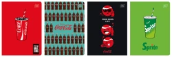 Zeszyt A5 Interdruk Coca-Cola 32-kartkowy w wąskie kolorowe linie - różne wzory okładek