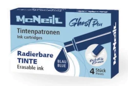 Naboje krótkie McNeill Ghost do pióra wiecznego WYMAZYWALNEGO - niebieskie (4 sztuki)