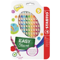 Kredki ołówkowe trójkątne Stabilo EASYcolors dla leworęcznych - 12 kolorów + temperówka