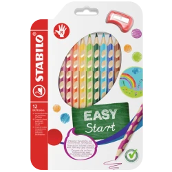 Kredki ołówkowe trójkątne Stabilo EASYcolors dla praworęcznych - 12 kolorów + temperówka