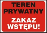 Tabliczka informacyjna 25 x 35 cm - Teren prywatny. Zakaz wstępu!