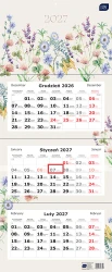 Kalendarz ścienny trójdzielny 2027 Interdruk - Kwiaty