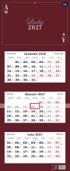 Kalendarz ścienny trójdzielny 2027 Interdruk - Karty